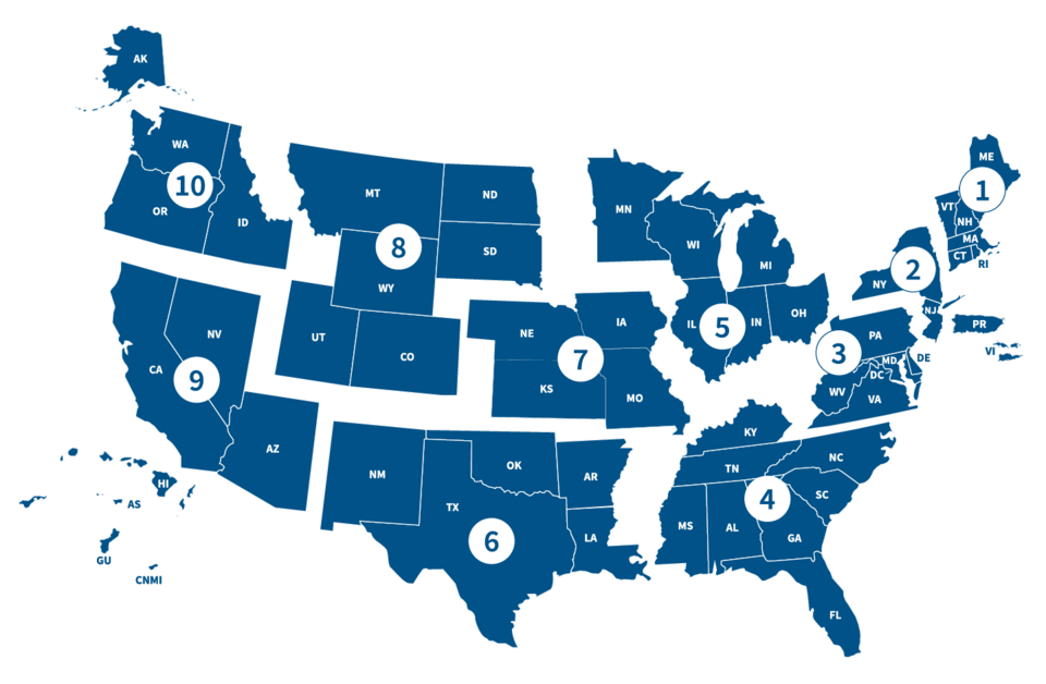 FEMA Regions Map